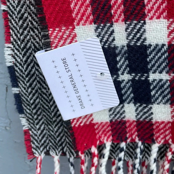 The Drake General Store Plaid/Herringbone Tassle Scarf, BNWT - Picture 3 of 9